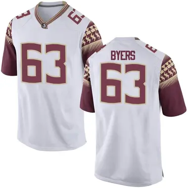 White Jeremiah Byers Men's Florida State Seminoles Football College Jersey - Game